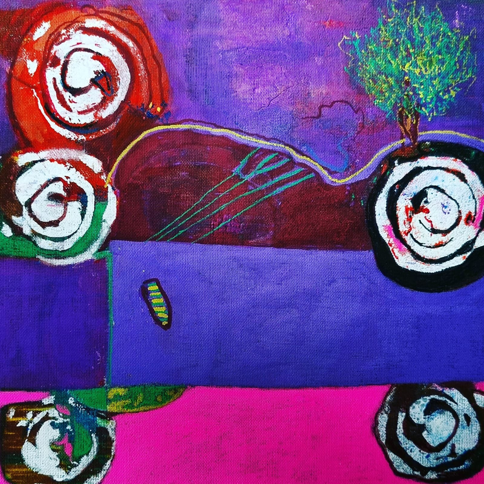 Riesgo de color De la serie Riesgo de Color /Técnica: Telas finas con posca/ Medidas: 32 x 32 cm