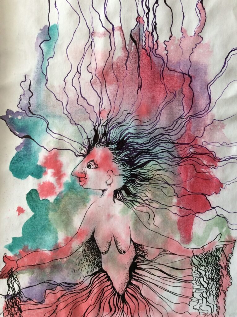 Romper cadenas / Técnica: tinta china y color / Medidas: 28 cm x 21 cm Romper cadenas / Técnica: tinta china y color / Medidas: 28 cm x 21 cm