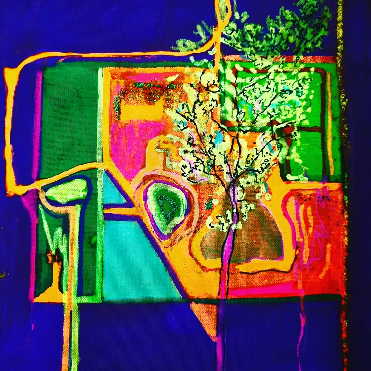 riesgo de color De la serie Riesgo de Color /Técnica: Telas finas con posca/Medidas: 32 x 32 cm