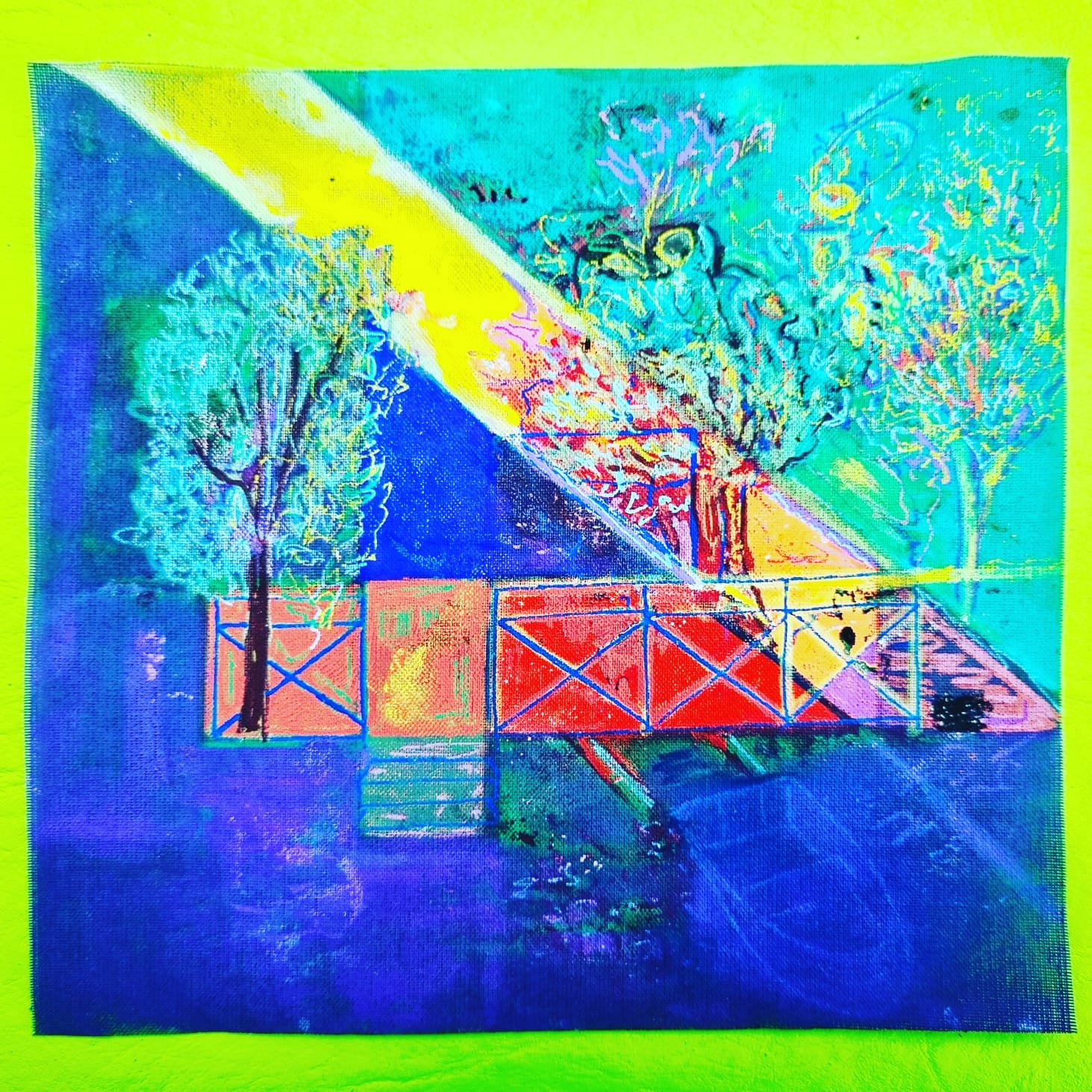 riesgo de color De la serie Riesgo de Color/Técnica: Telas finas con posca/Medidas: 32 cm x 32 cm